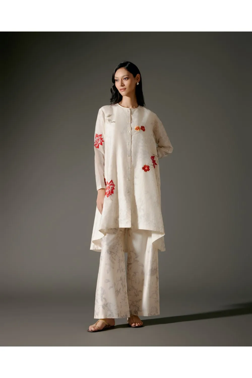 Flared A-Line Tunic Set in Chanderi Silk