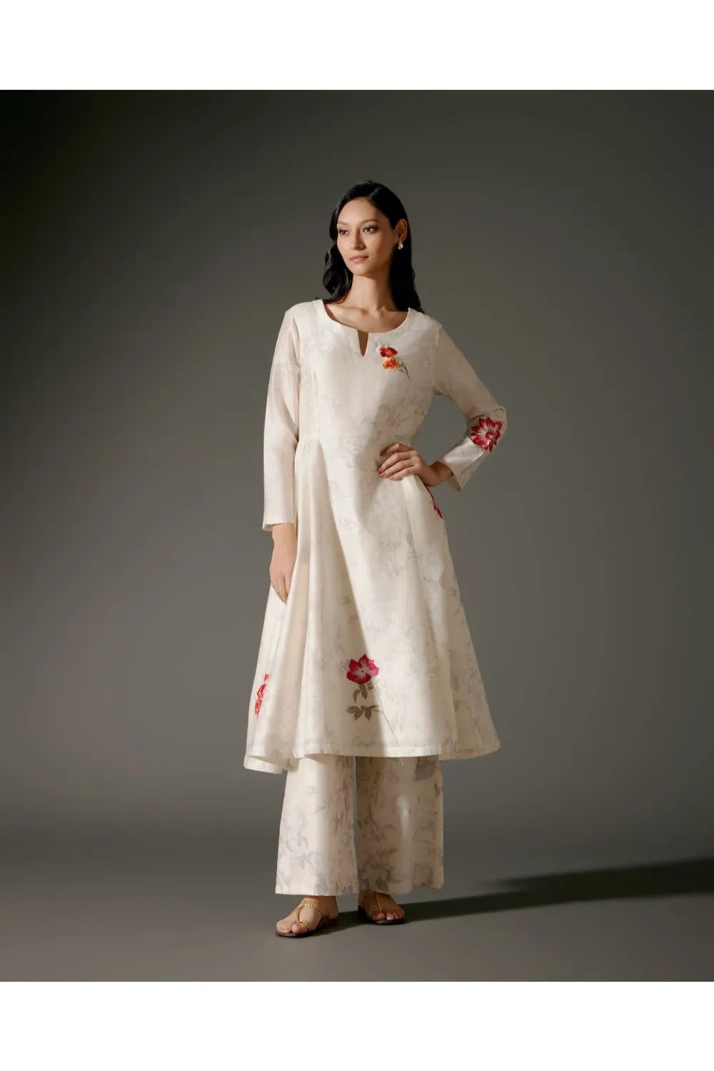 Flared A-Line Tunic Set in Chanderi Silk