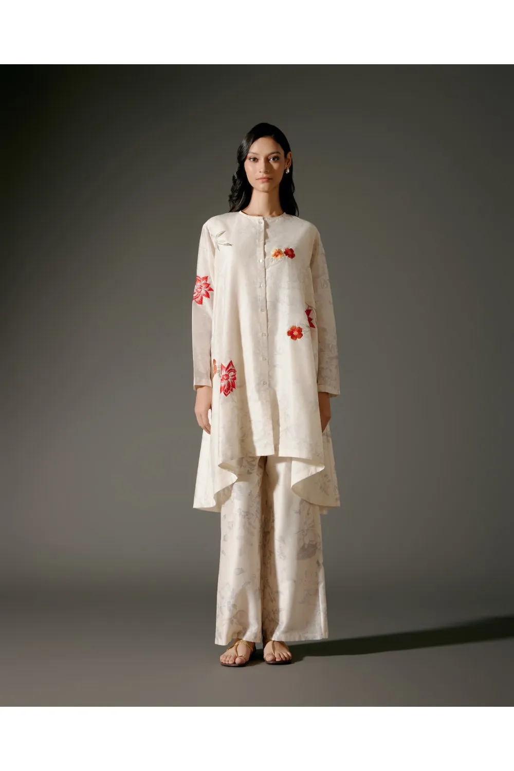 Flared A-Line Tunic Set in Chanderi Silk