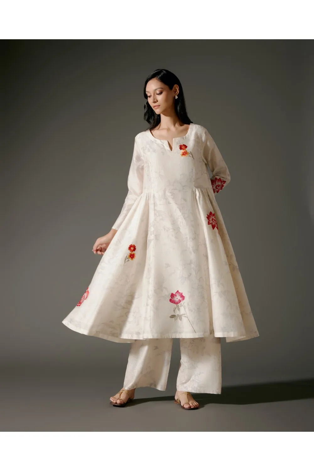 Flared A-Line Tunic Set in Chanderi Silk