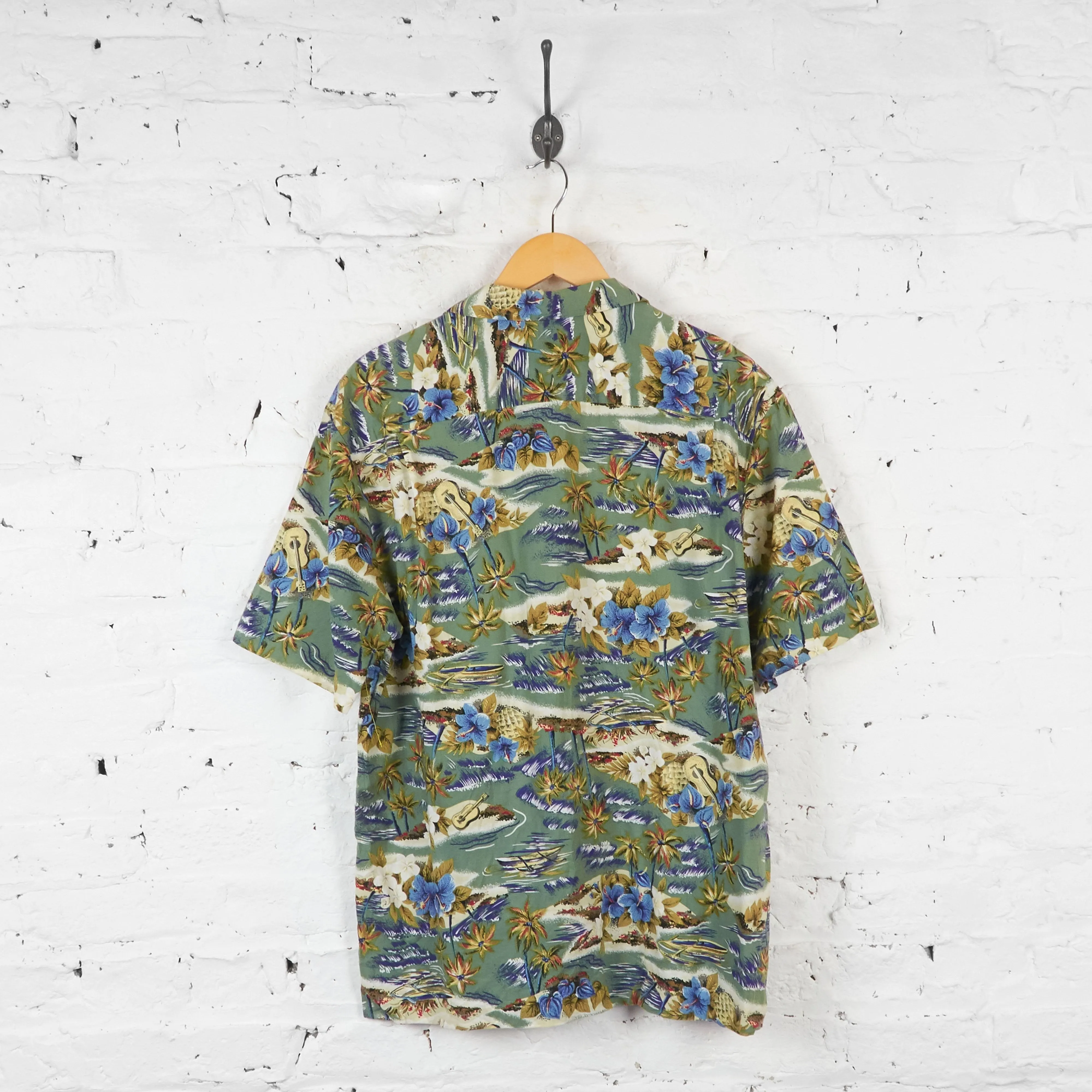 Floral Hawaiian Pattern Shirt - Green - L