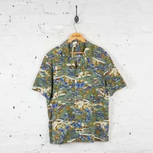 Floral Hawaiian Pattern Shirt - Green - L