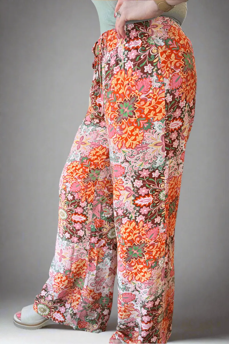 Floral Medallion Wide Leg Pants
