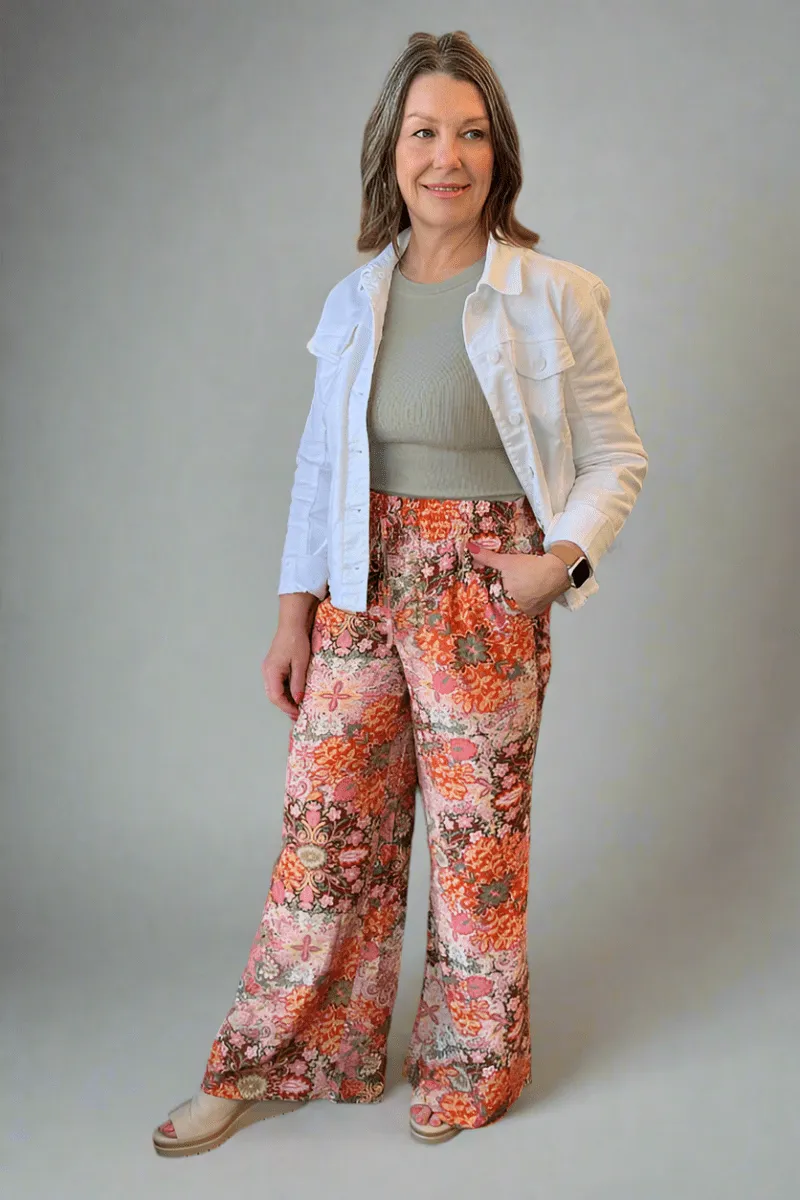 Floral Medallion Wide Leg Pants