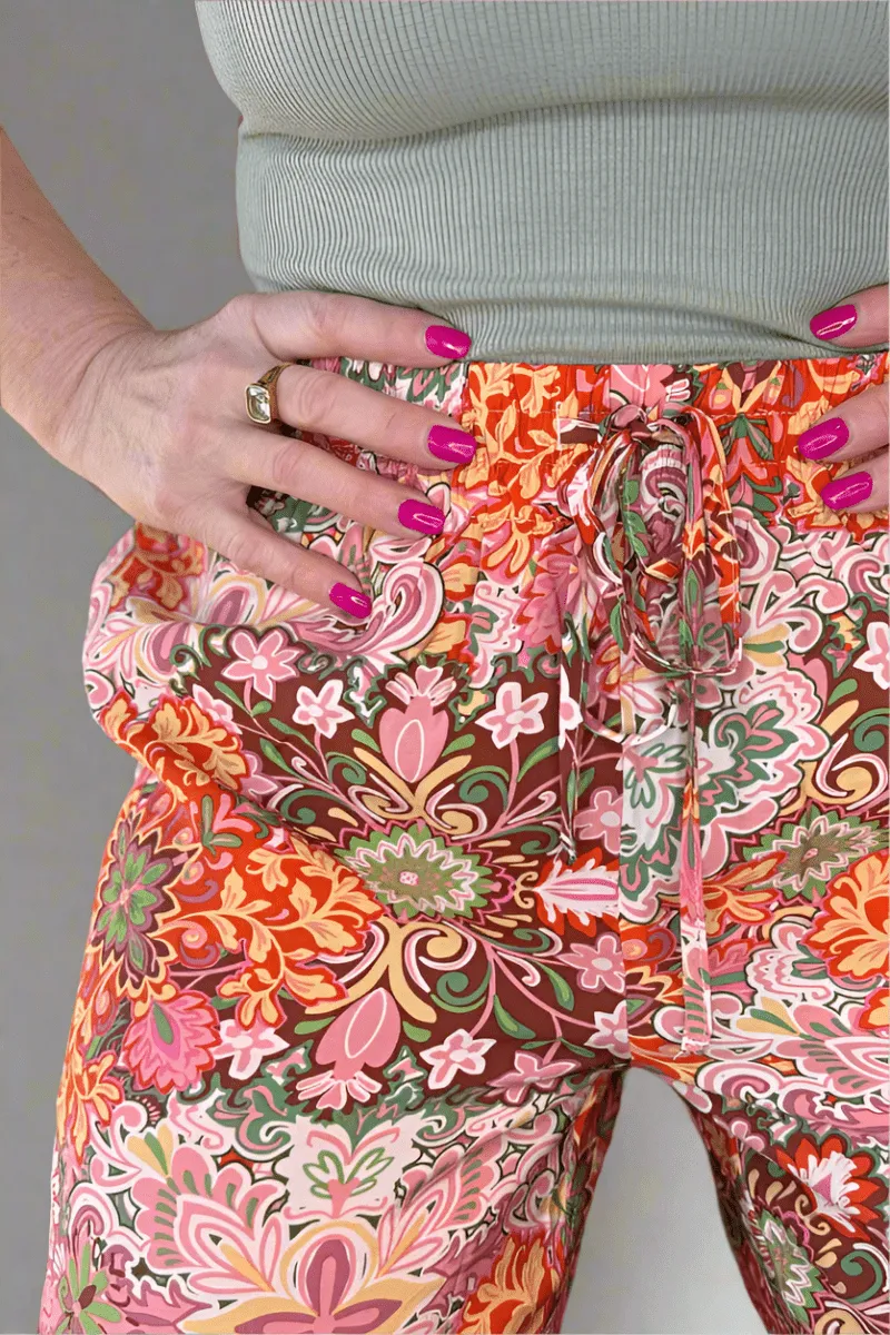 Floral Medallion Wide Leg Pants
