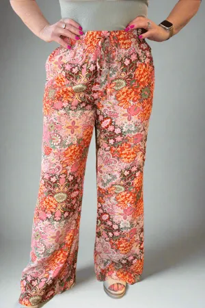 Floral Medallion Wide Leg Pants