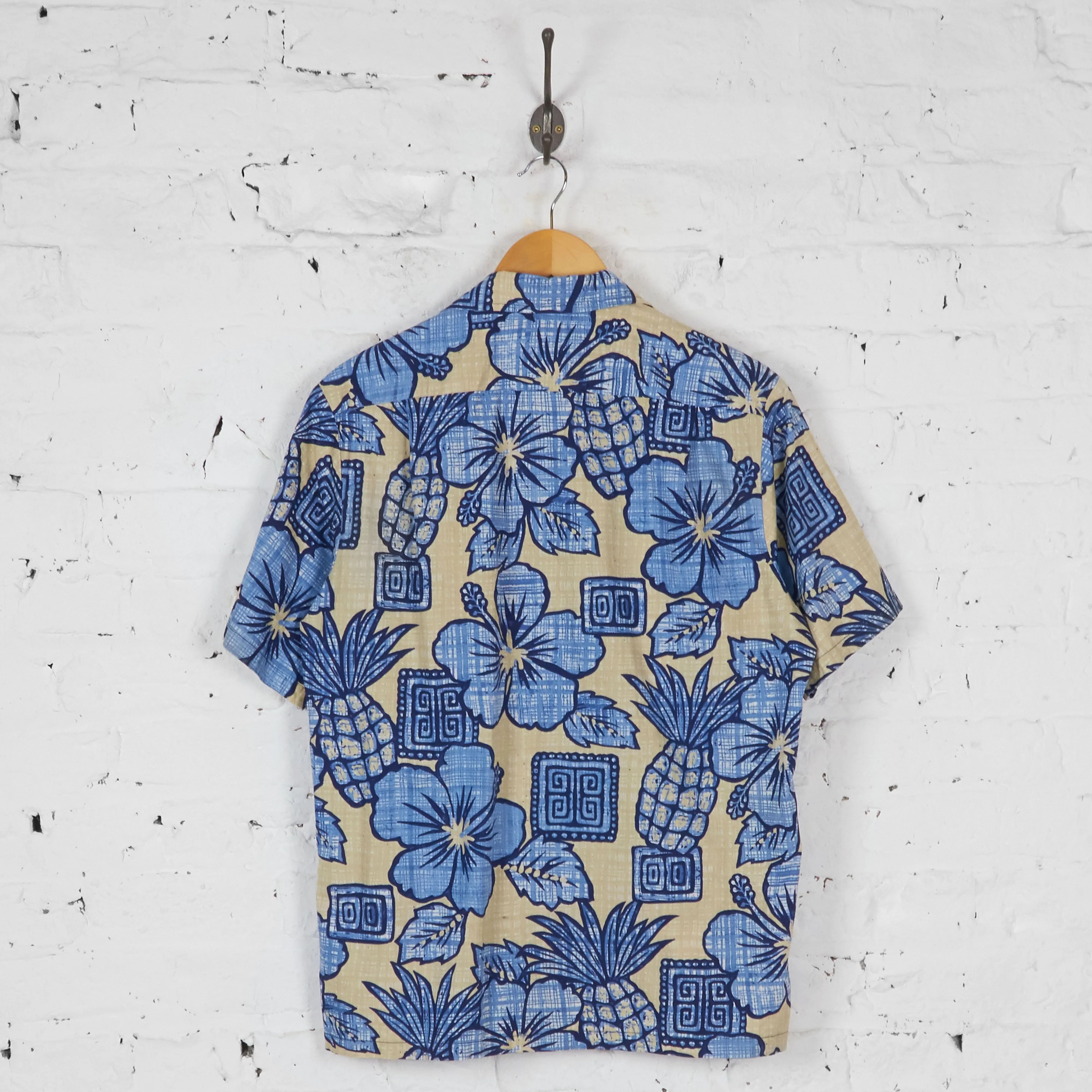 Floral Pineapples Hawaiian Shirt - Beige/Blue - S