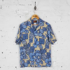 Floral Pineapples Hawaiian Shirt - Beige/Blue - S