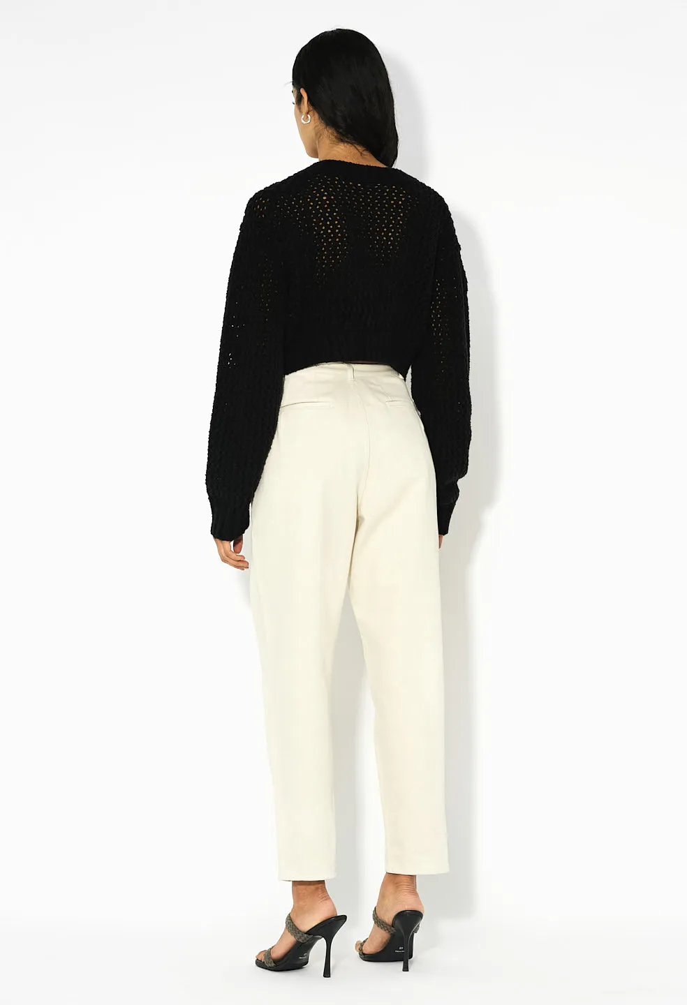 Foam Boucle Cropped Cardigan / Black