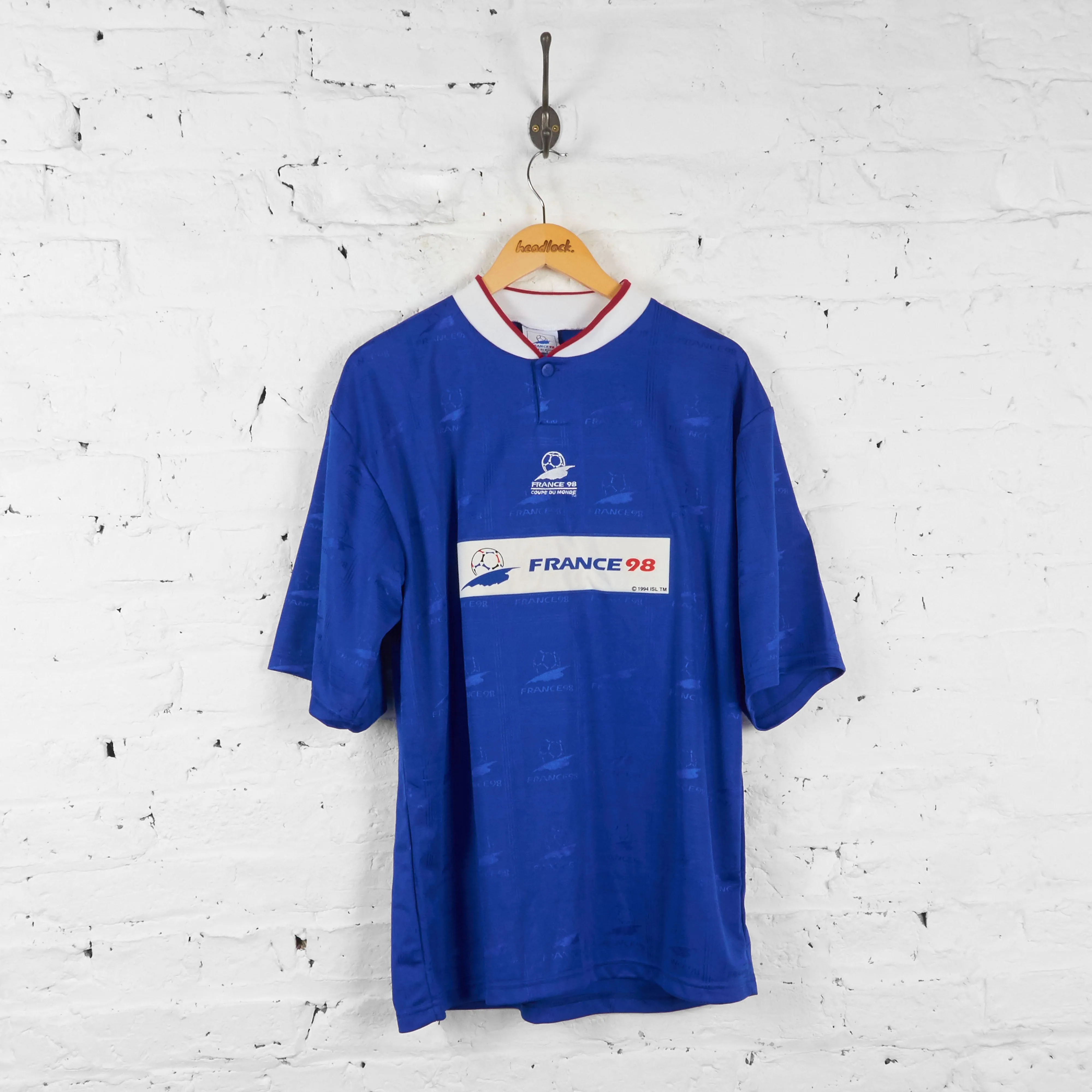 France 98 World Cup Football T Shirt - Blue - L