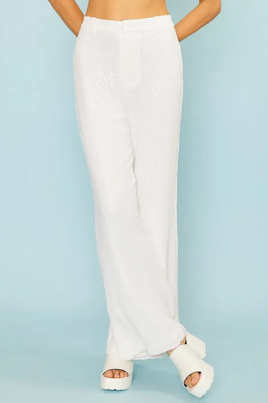 Front Zipper Sequin Pants
