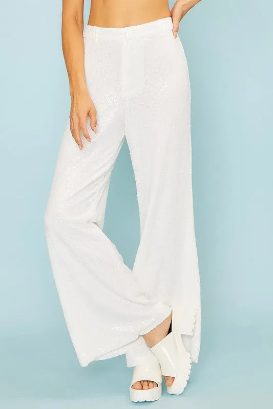 Front Zipper Sequin Pants