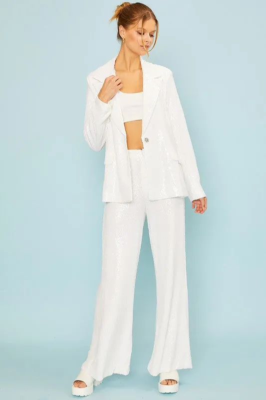 Front Zipper Sequin Pants