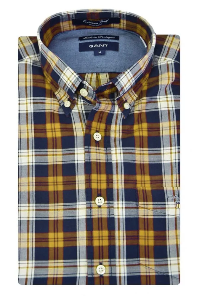 GANT Ivy Gold Crosstown Check Button Down Shirt 361820 Size Medium