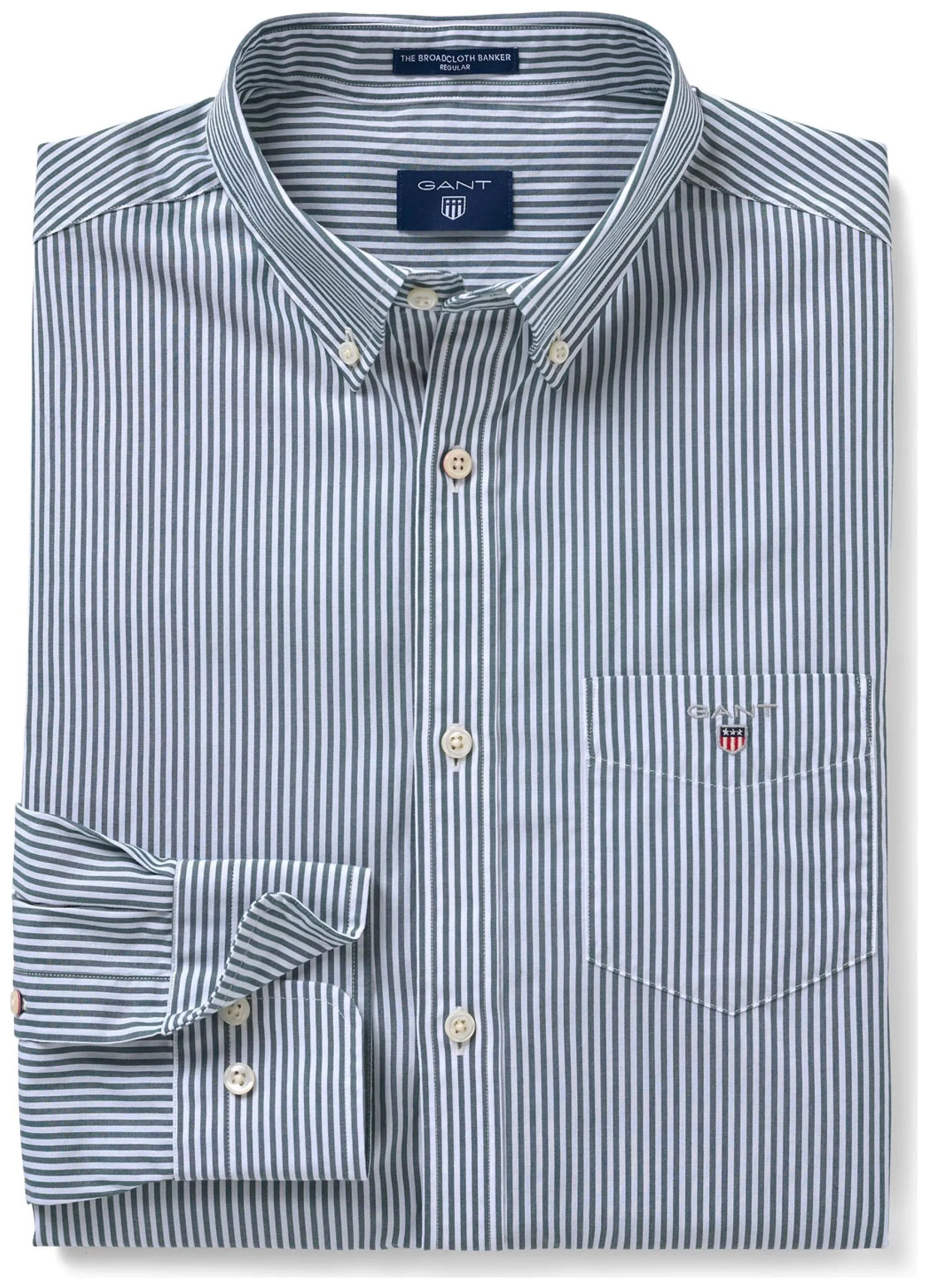 GANT June Bug Green Broadcloth Banker Button Down Shirt 3046500 Size M NWT