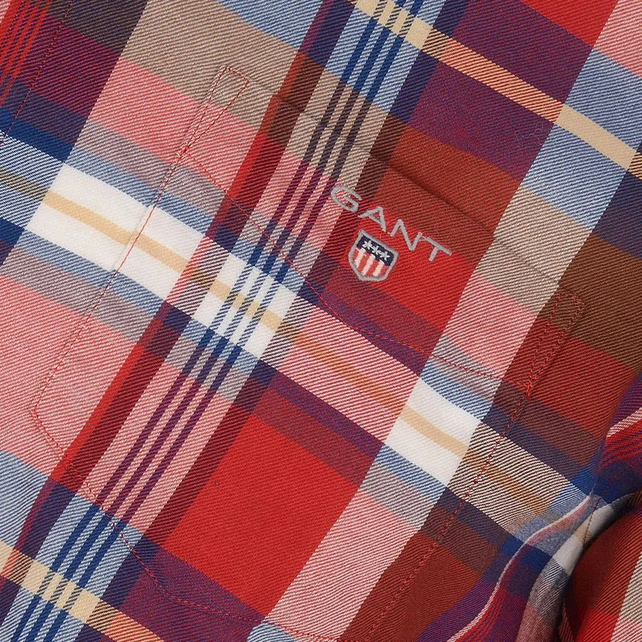 GANT Mud Brown Tech Prep Winter Twill Button Down Shirt 343010 Size Large