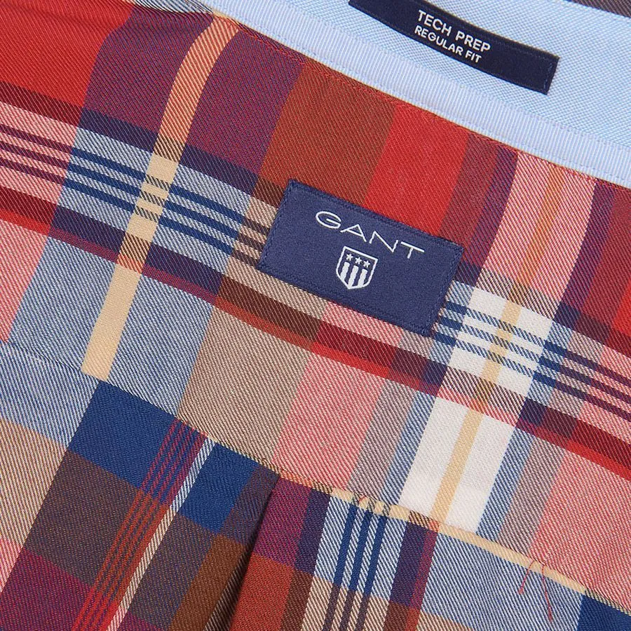 GANT Mud Brown Tech Prep Winter Twill Button Down Shirt 343010 Size Large