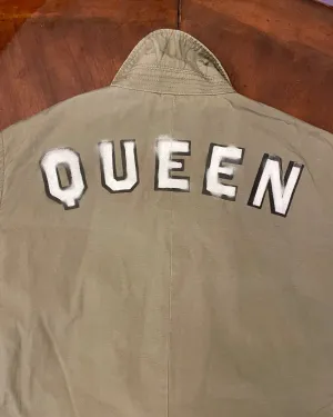 Gap Twill Jacket with Hand-Painted QUEEN Lettering on Back