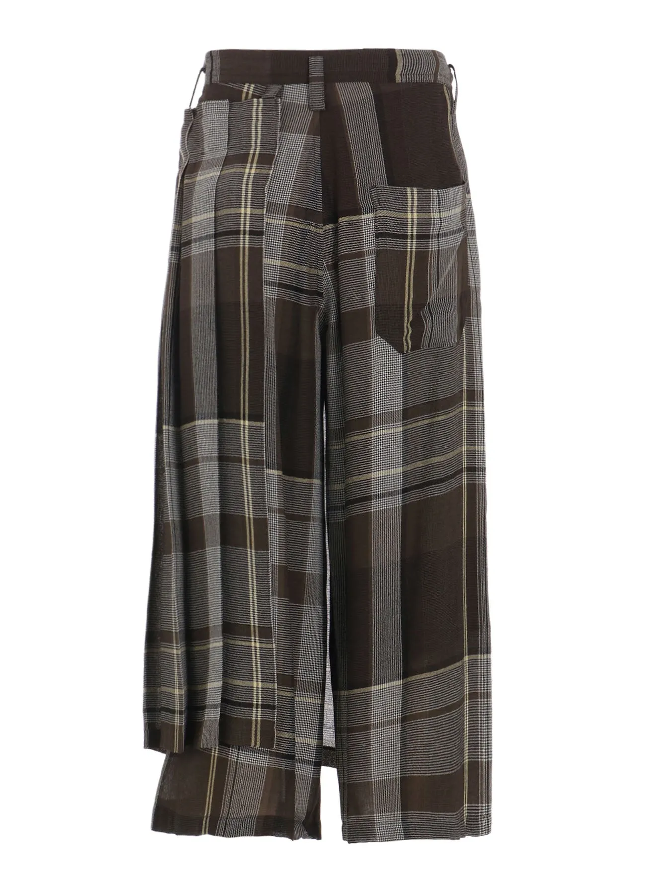 GAUZE PLAID WRAPT PLEATED PANTS