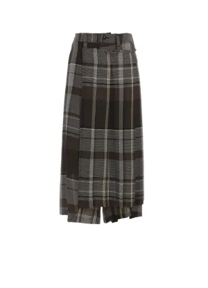 GAUZE PLAID WRAPT PLEATED PANTS