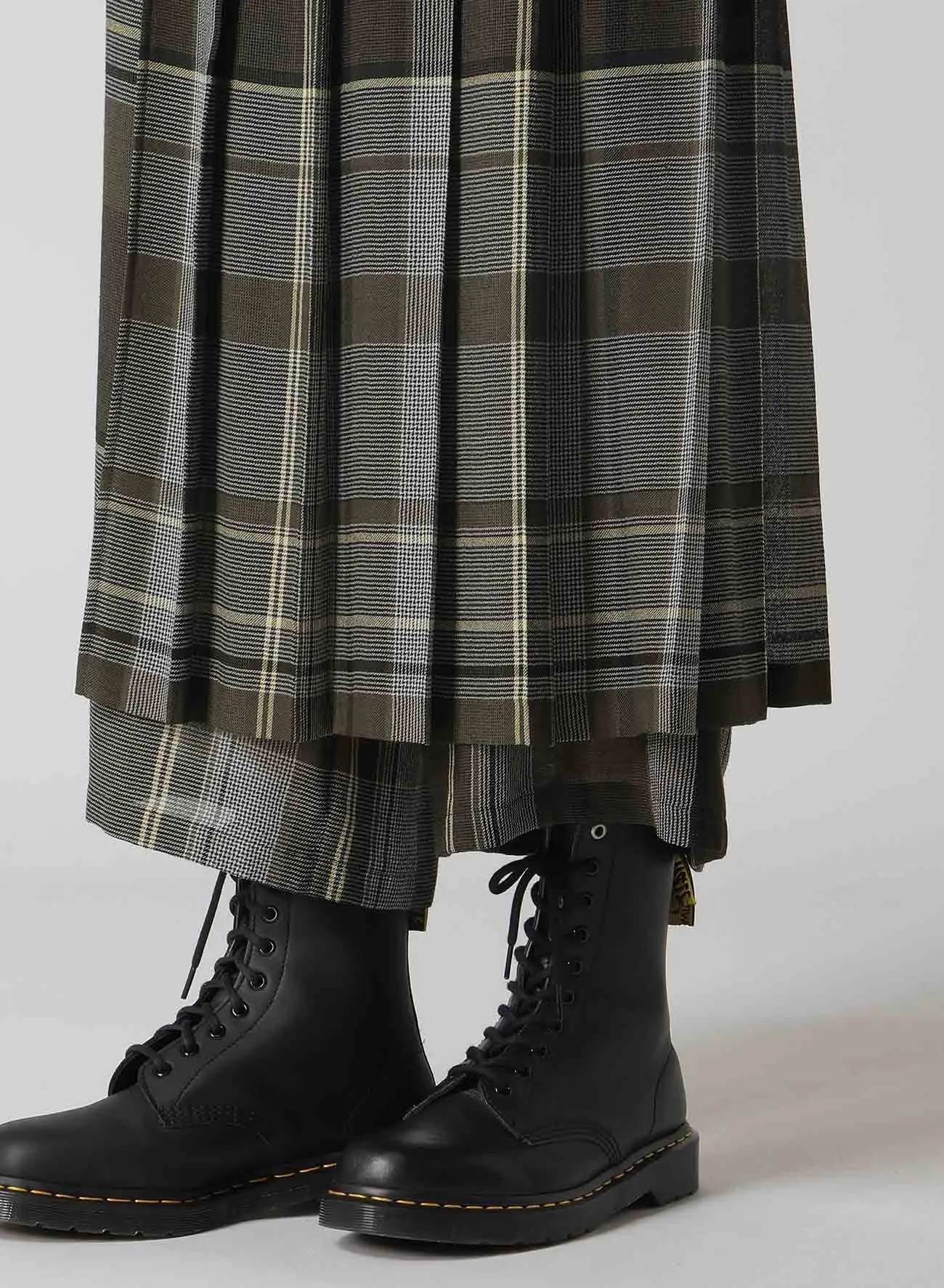 GAUZE PLAID WRAPT PLEATED PANTS