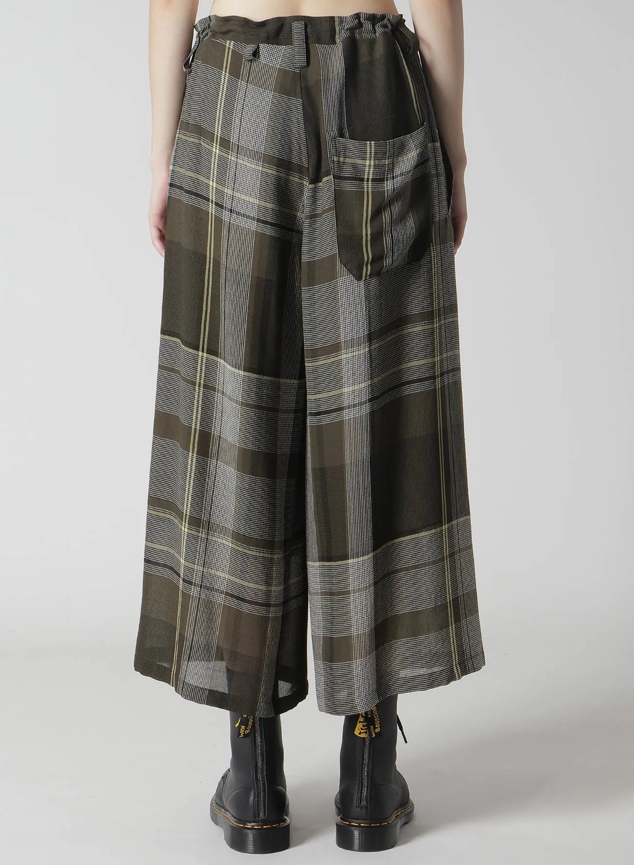 GAUZE PLAID WRAPT PLEATED PANTS