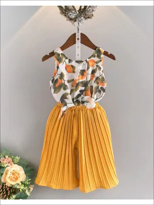 Girls Floral Chiffon Tunic & Pleated Pants Set