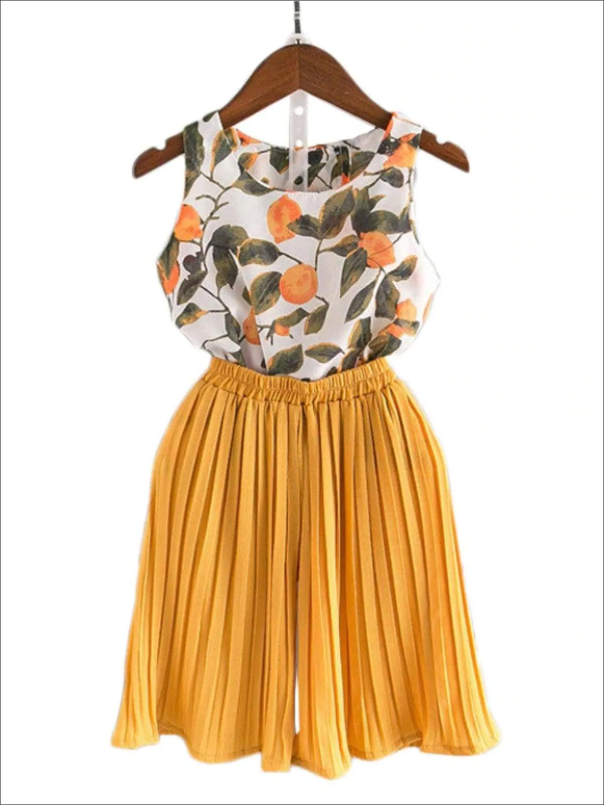 Girls Floral Chiffon Tunic & Pleated Pants Set