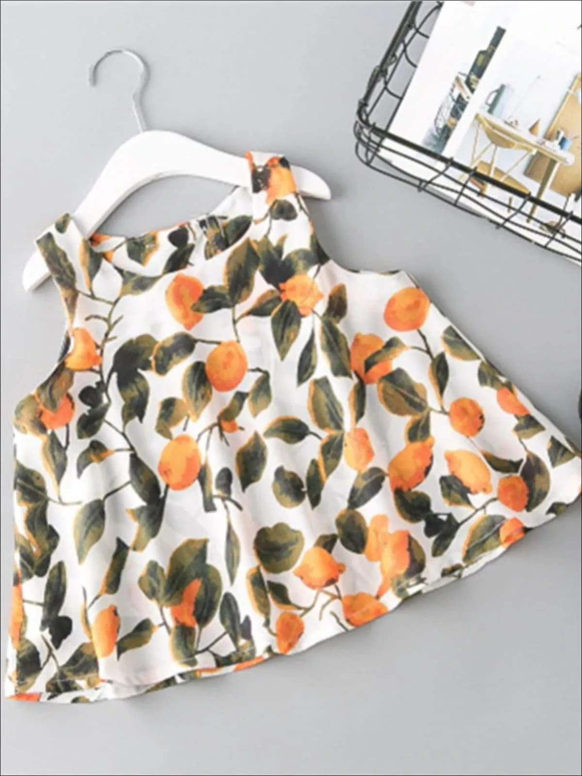 Girls Floral Chiffon Tunic & Pleated Pants Set