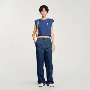 Glenn Short Draped T-Shirt Navy Blue