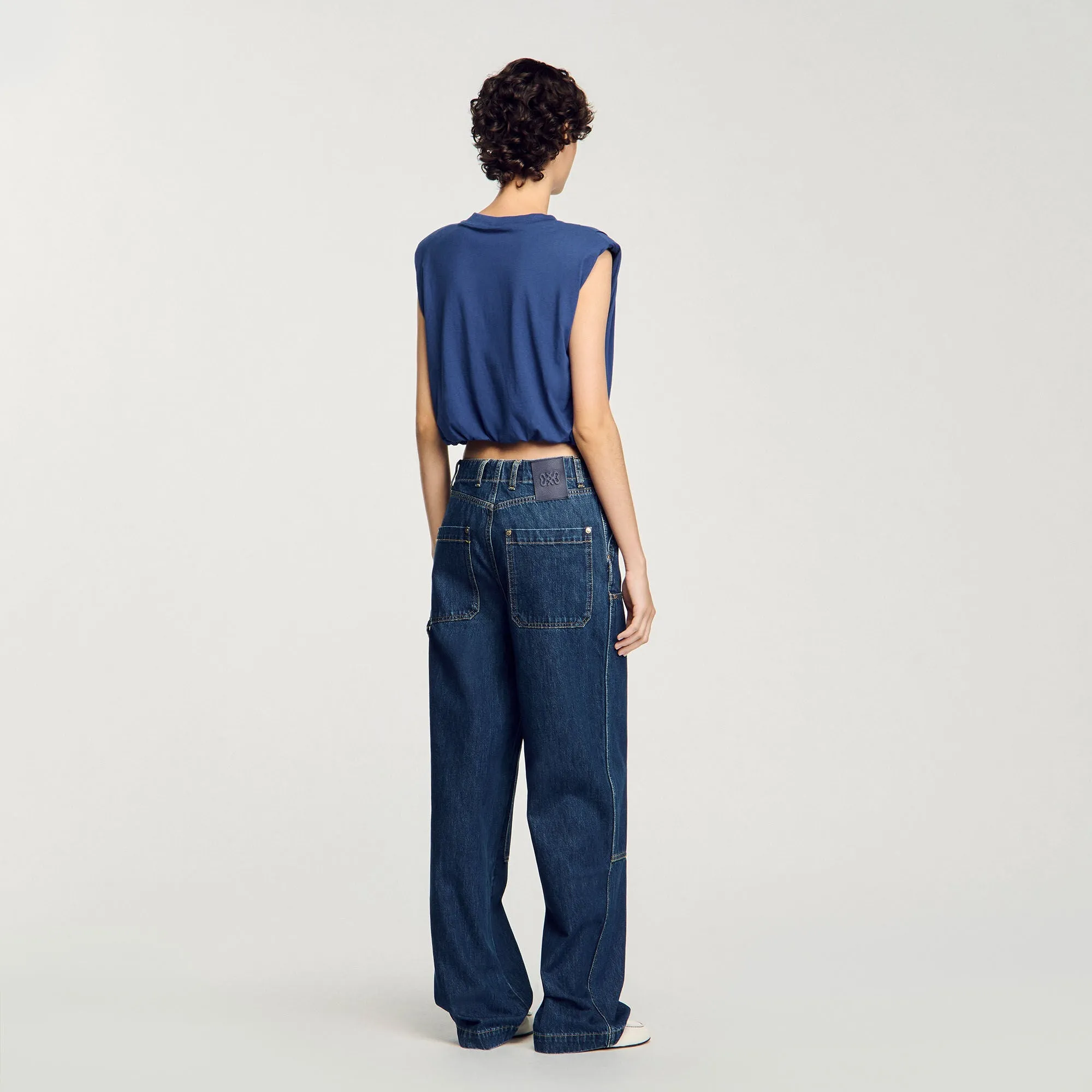 Glenn Short Draped T-Shirt Navy Blue
