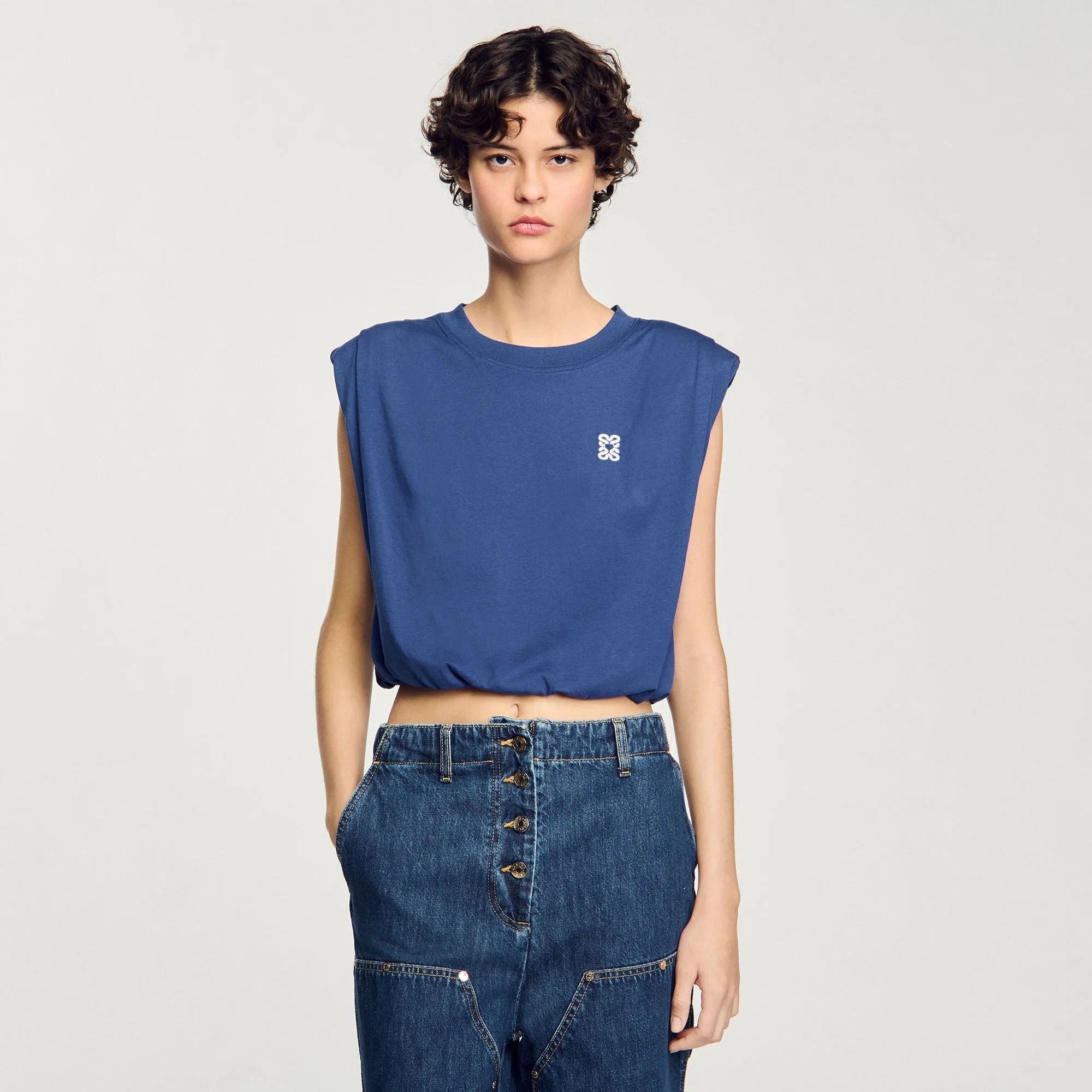 Glenn Short Draped T-Shirt Navy Blue