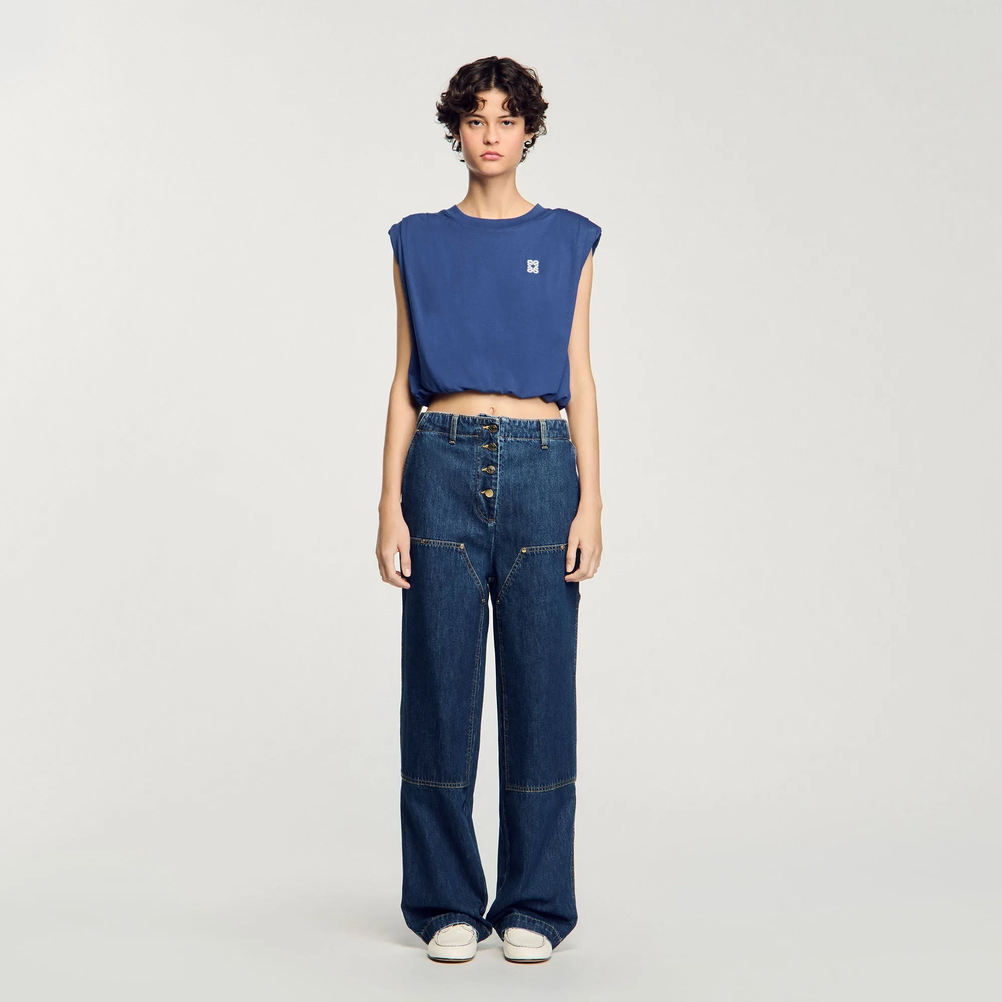 Glenn Short Draped T-Shirt Navy Blue