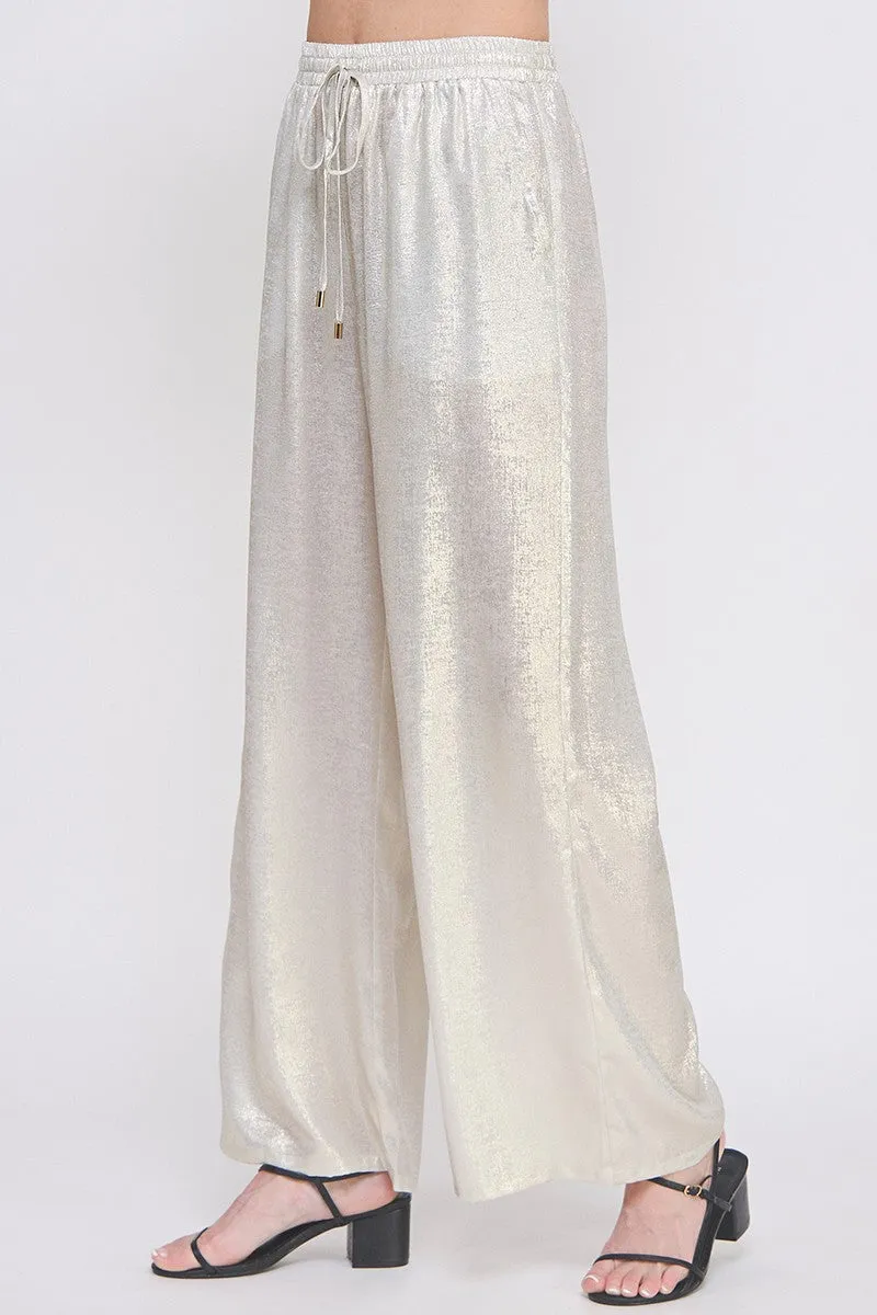 Gloria Silver Wide Leg Drawstring Pants