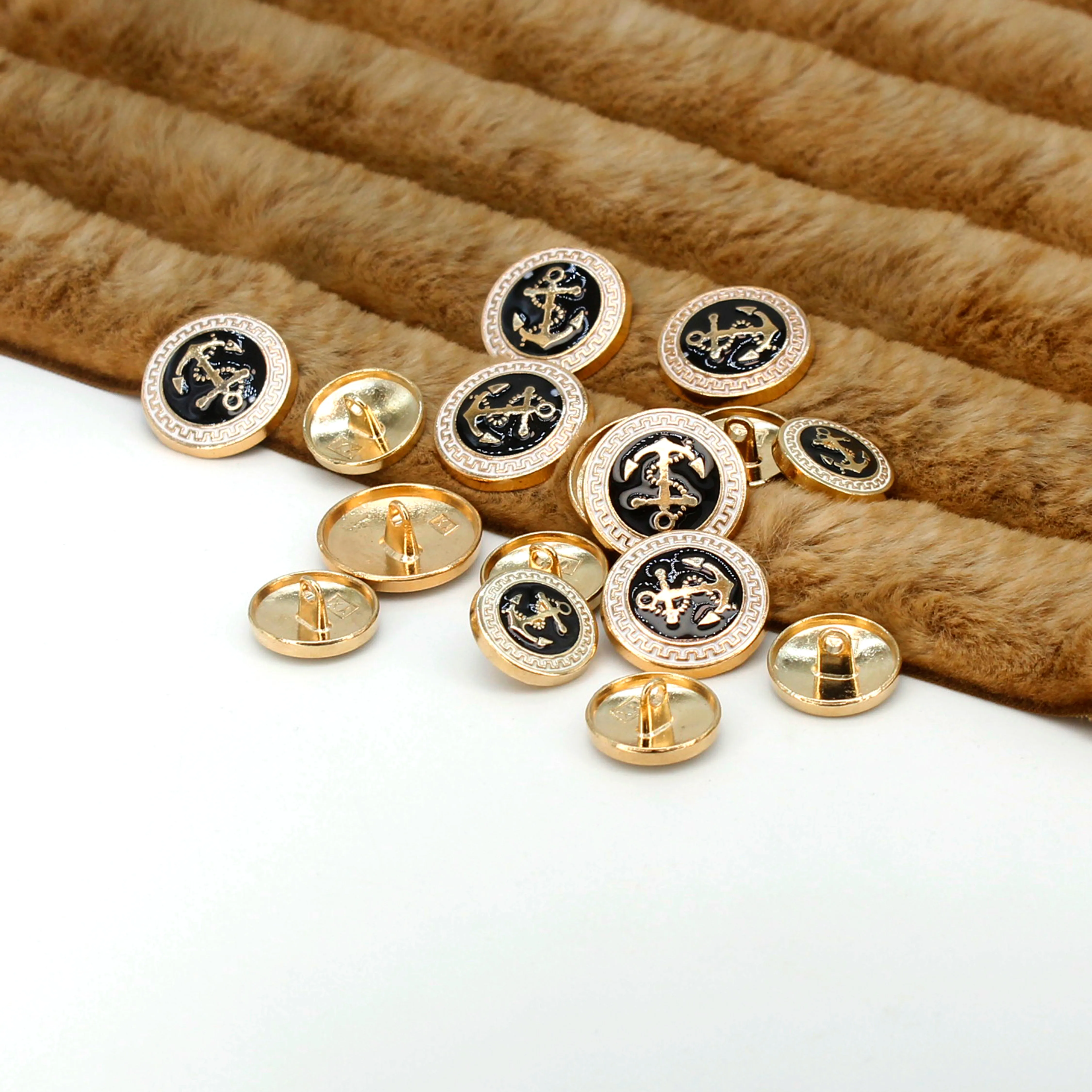 Gold and Black Anchor Metal Button (7 Big   7 Small)