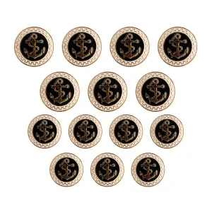 Gold and Black Anchor Metal Button (7 Big   7 Small)
