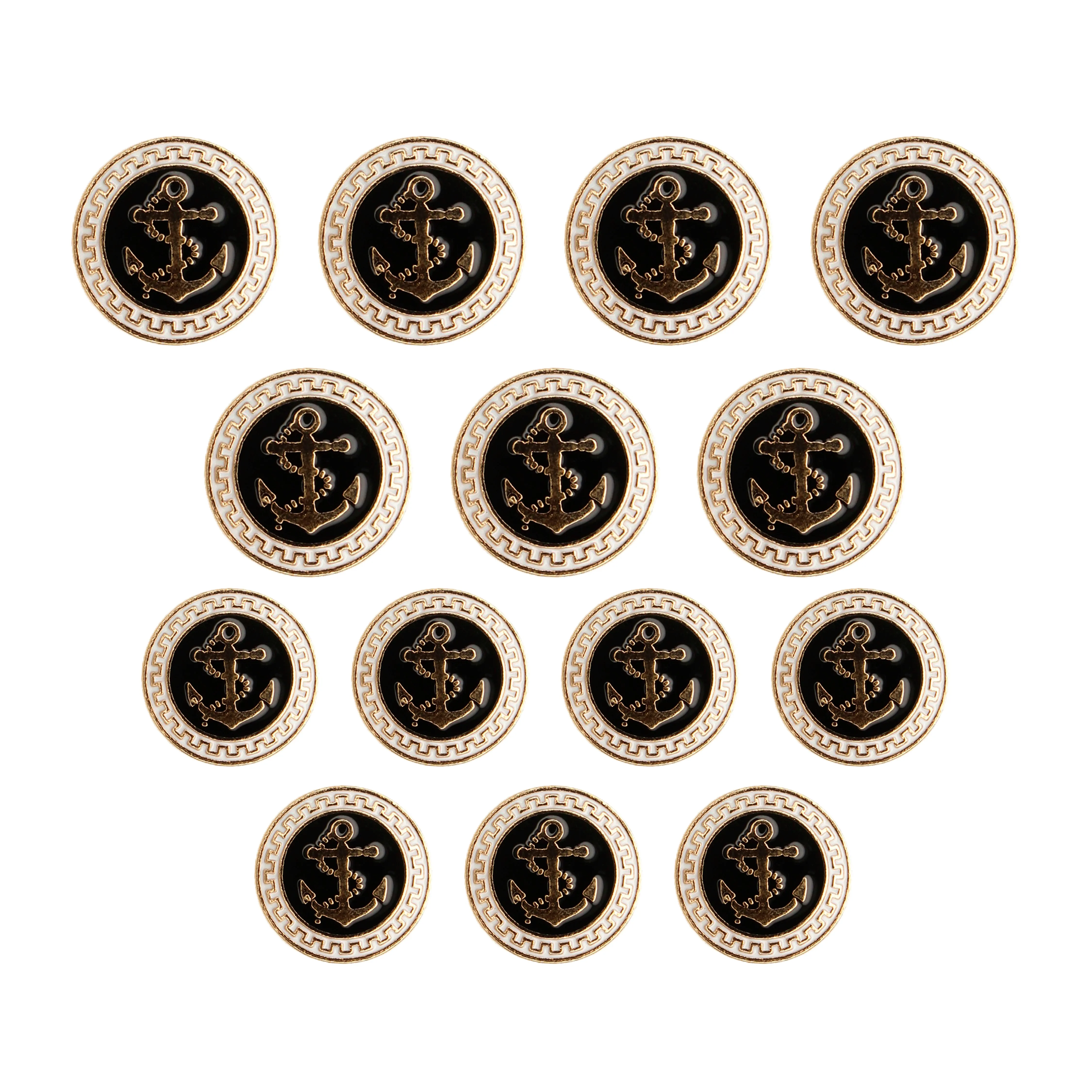 Gold and Black Anchor Metal Button (7 Big   7 Small)
