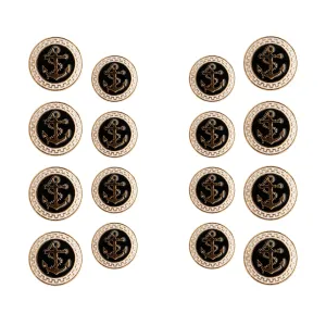 Gold and Black Anchor Metal Button (8 Big   8 Small)