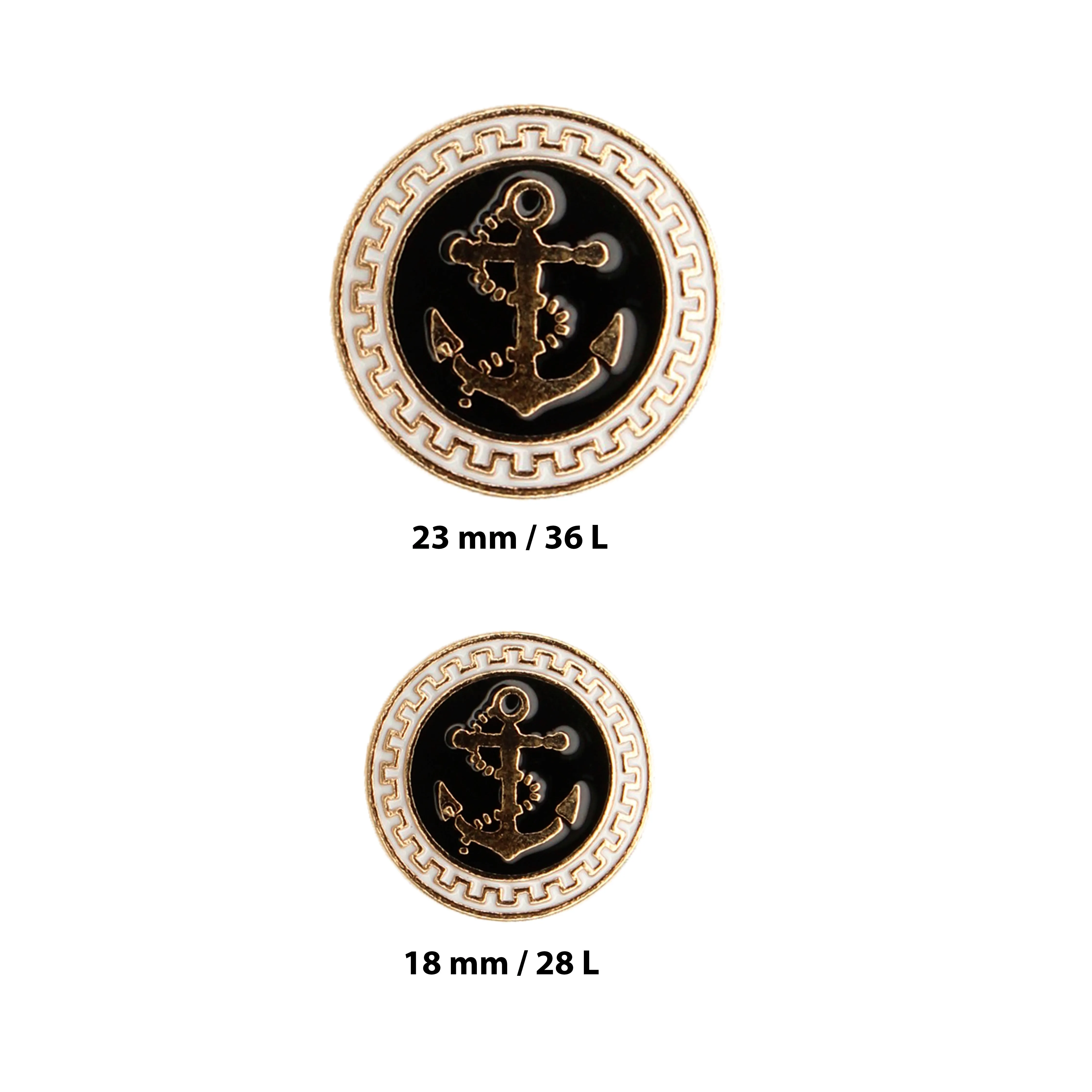Gold and Black Anchor Metal Button (8 Big   8 Small)
