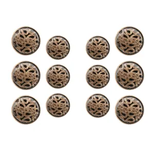 Golden Paisley Design with Black Color Shank Metal Button( 6 Big   6 Small)