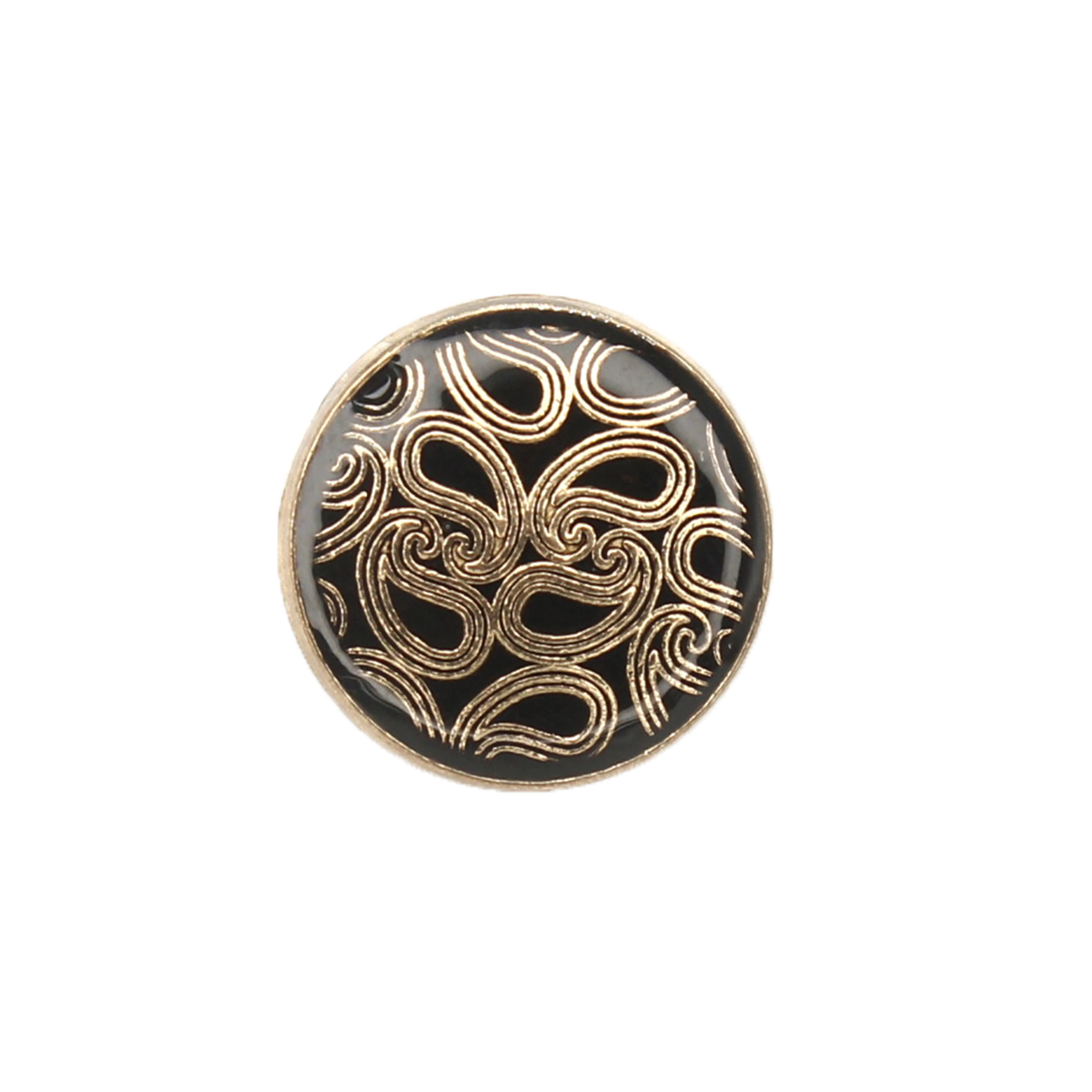 Golden Paisley Design with Black Color Shank Metal Button  ( 8 Big   8 Small)
