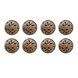 Golden Paisley Design with Black Color Shank Metal Button ( Pack of 8 Buttons)