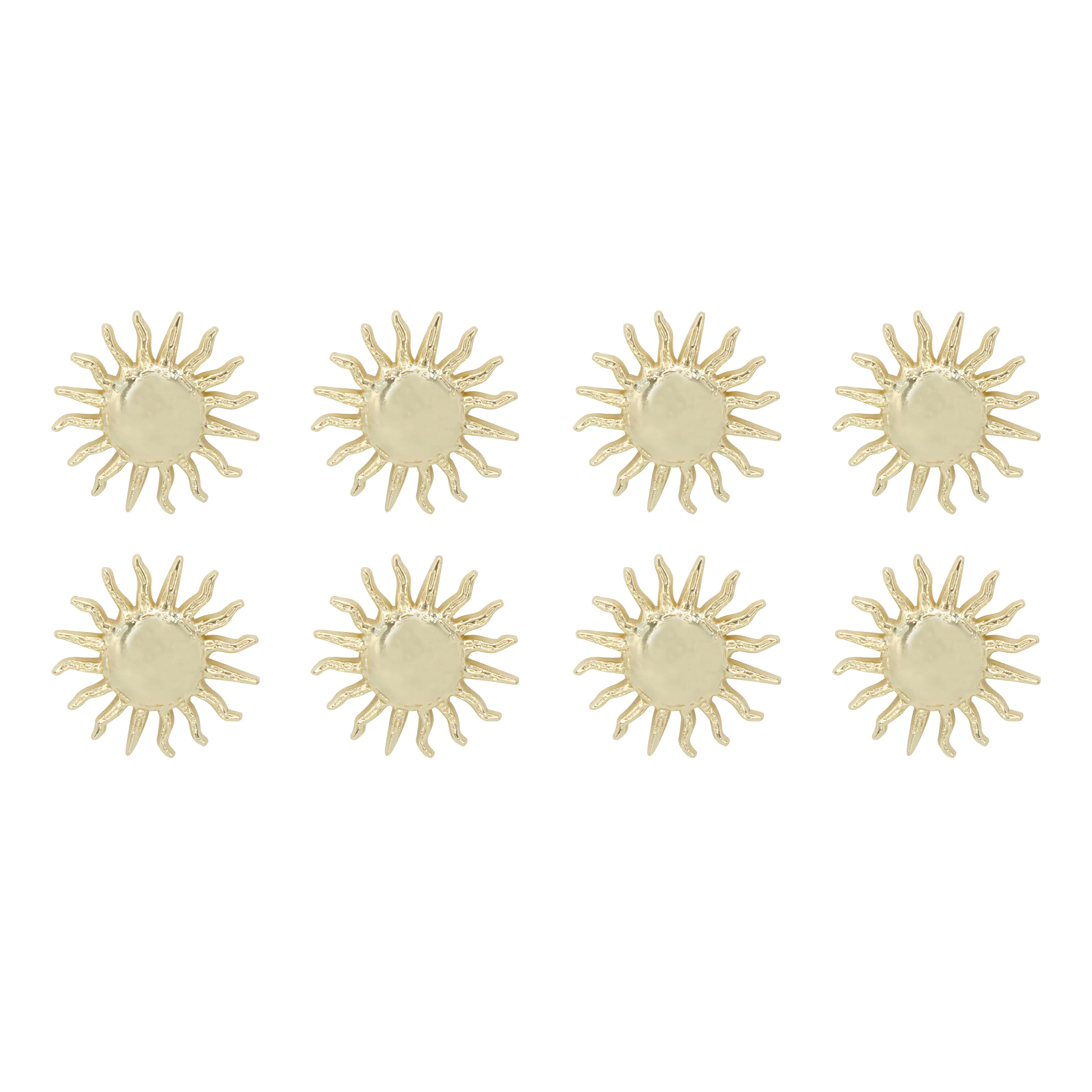 Golden Sunburst with Radiant Rays Metal Button (Pack of 8 Buttons)
