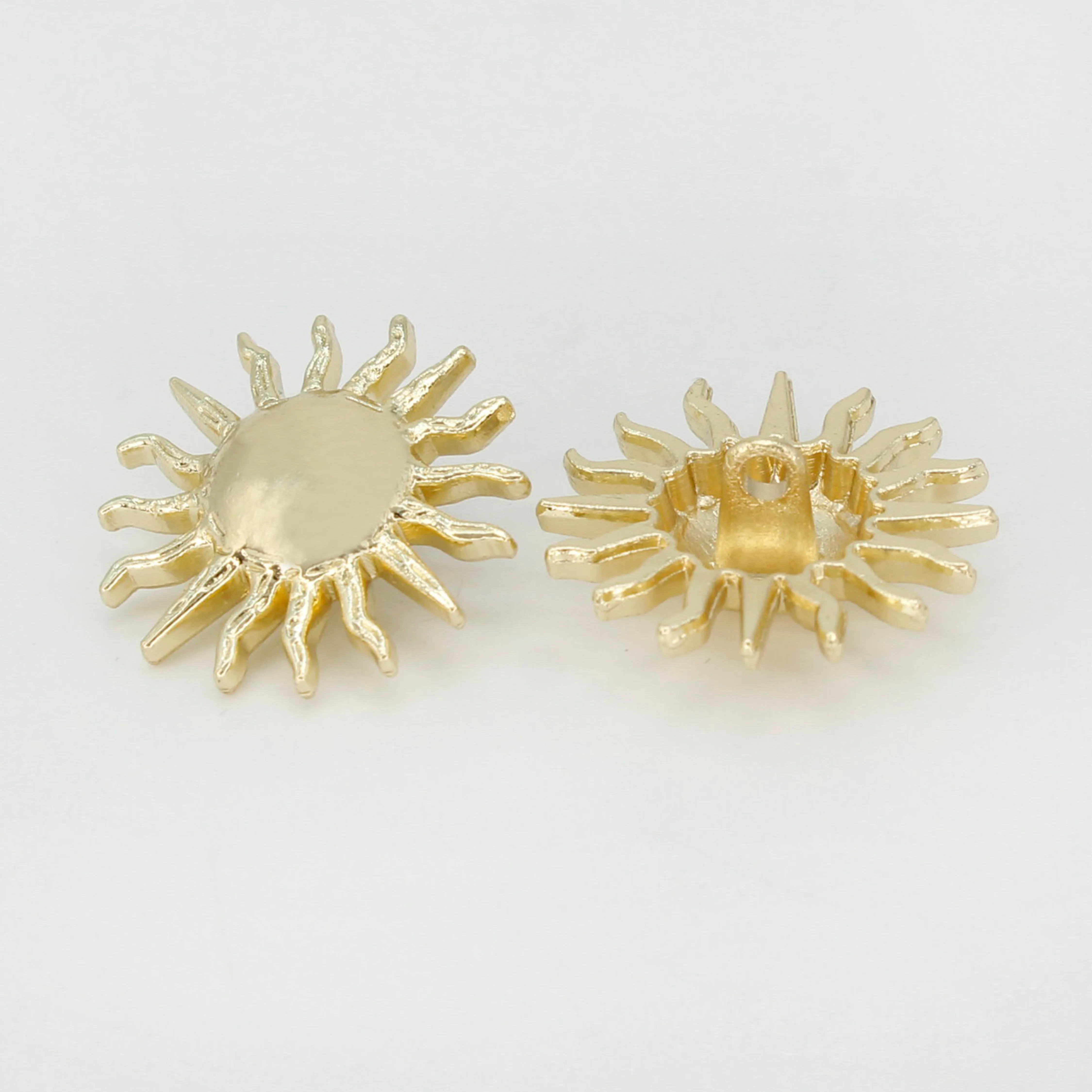 Golden Sunburst with Radiant Rays Metal Button (Pack of 8 Buttons)