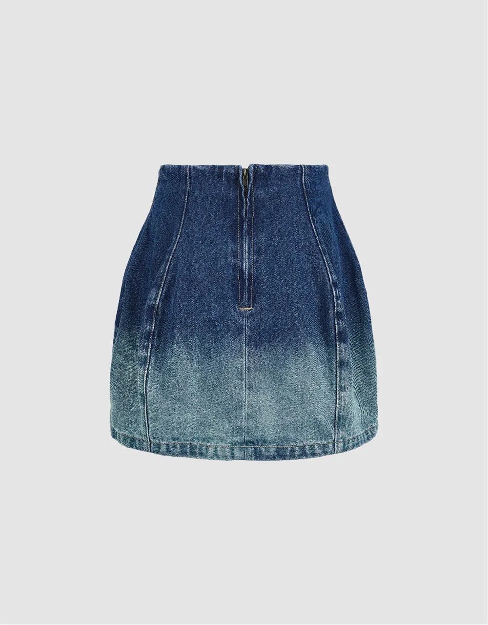 Gradient Mini A-Line Denim Skirt