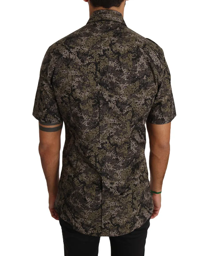 Green Cotton Military Pattern Shirt