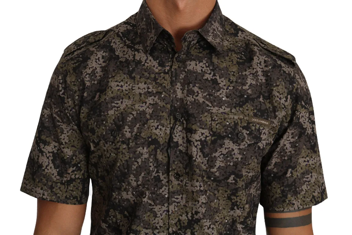 Green Cotton Military Pattern Shirt