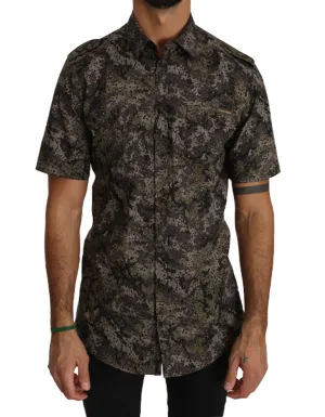 Green Cotton Military Pattern Shirt