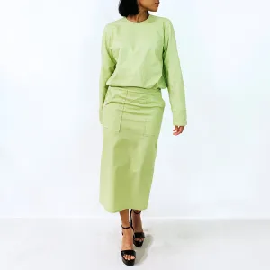 Green Long Sleeves Cotton Top | ALPHONSINA