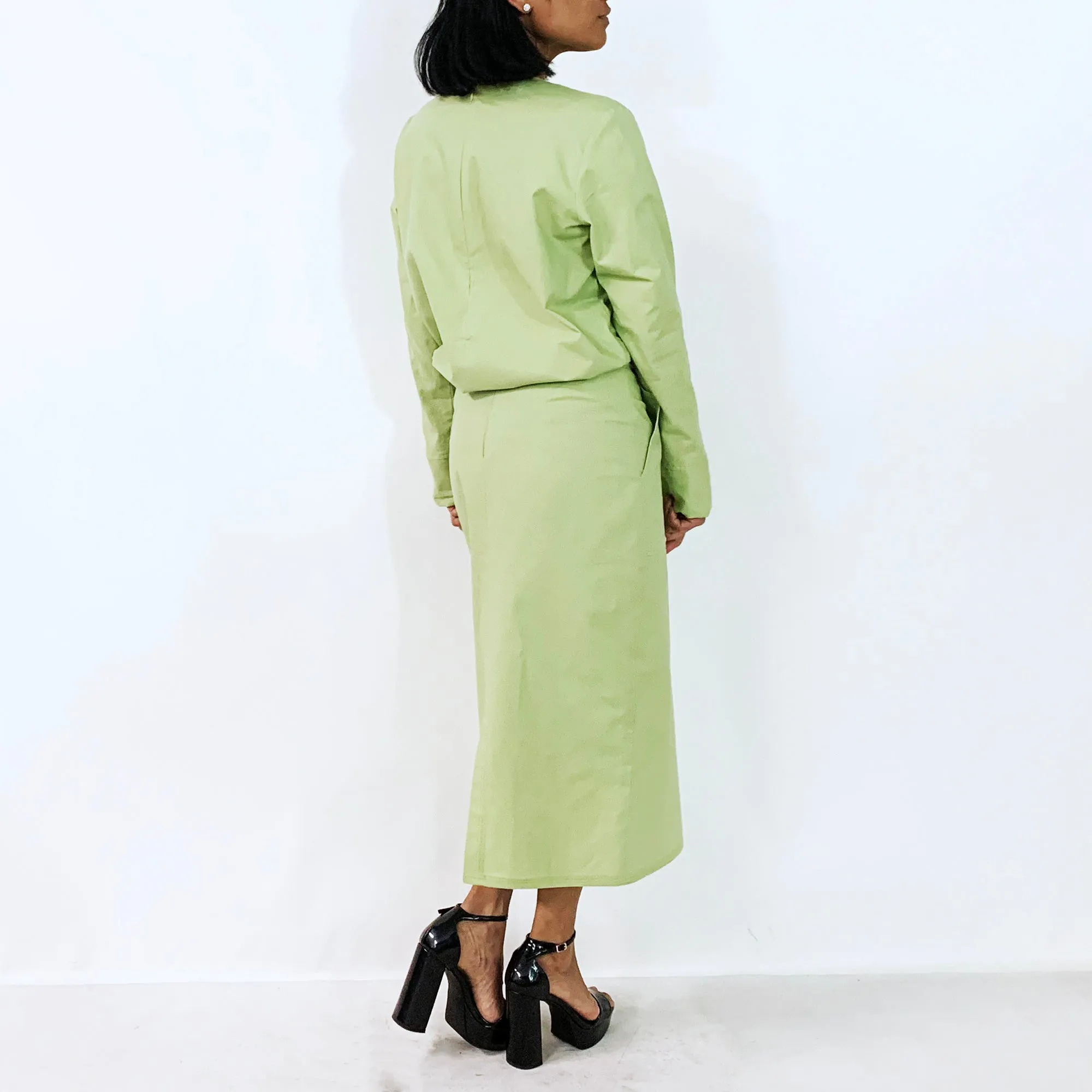 Green Long Sleeves Cotton Top | ALPHONSINA